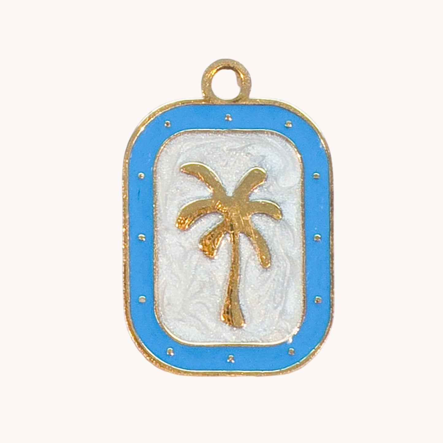 Gold Blue Palm Tree Charm