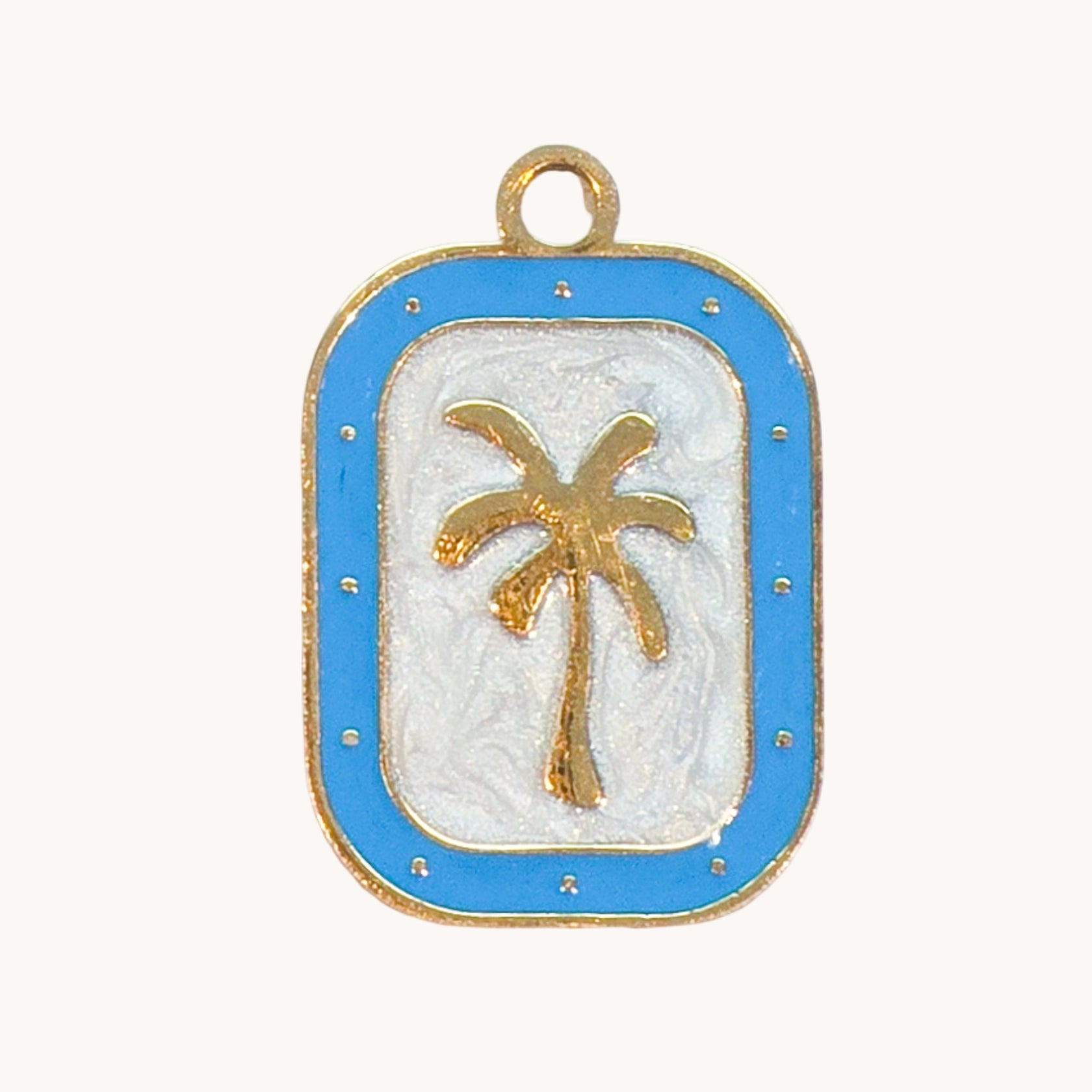 Gold Blue Palm Tree Charm
