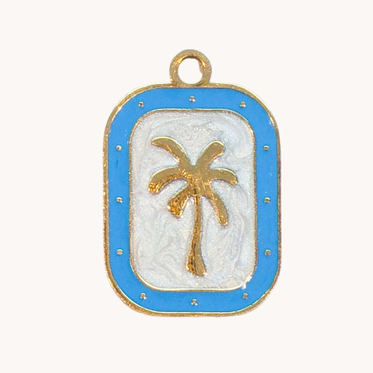 Gold Blue Palm Tree Charm