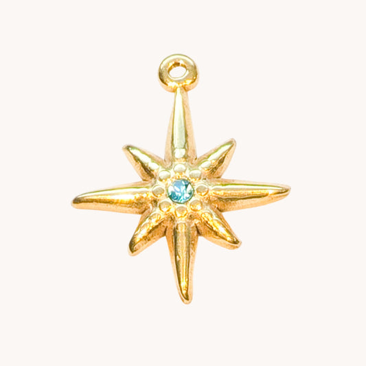 Gold Blue Star Charm