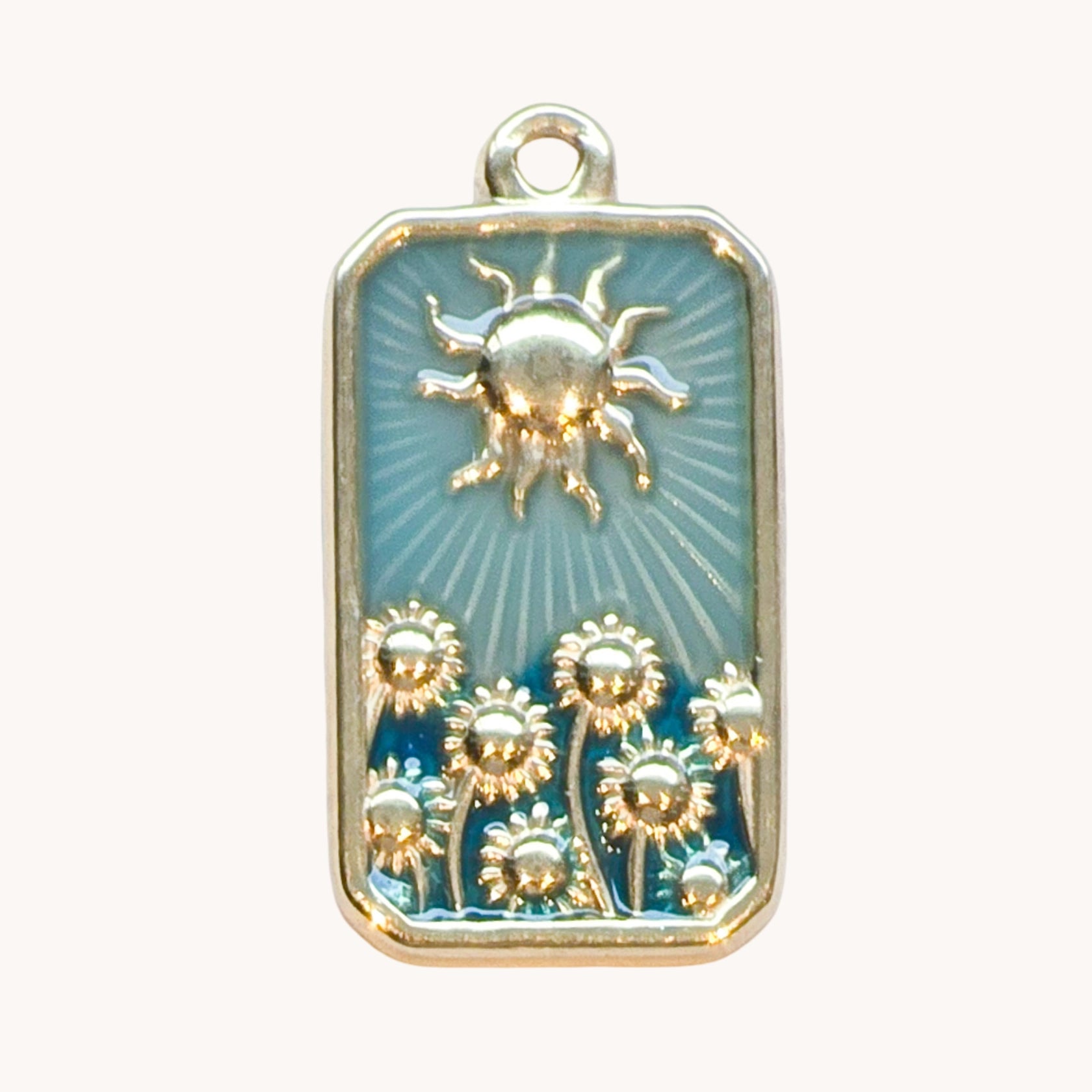 Gold Blue Sunflower Charm