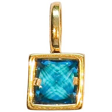 Gold Blue Topaz Charm