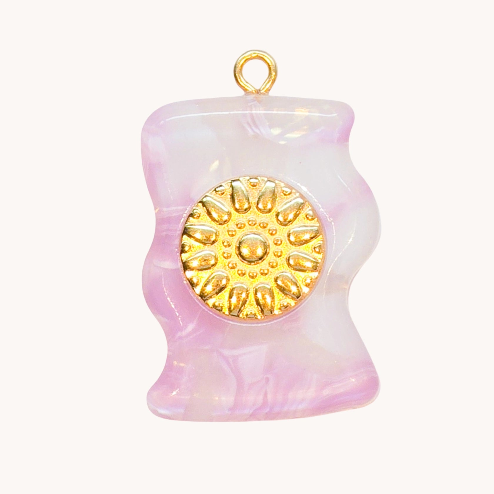 Gold Blush Marble Wave Charm
