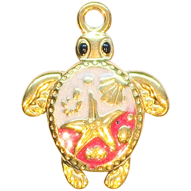 Gold Blush Turtle Charm