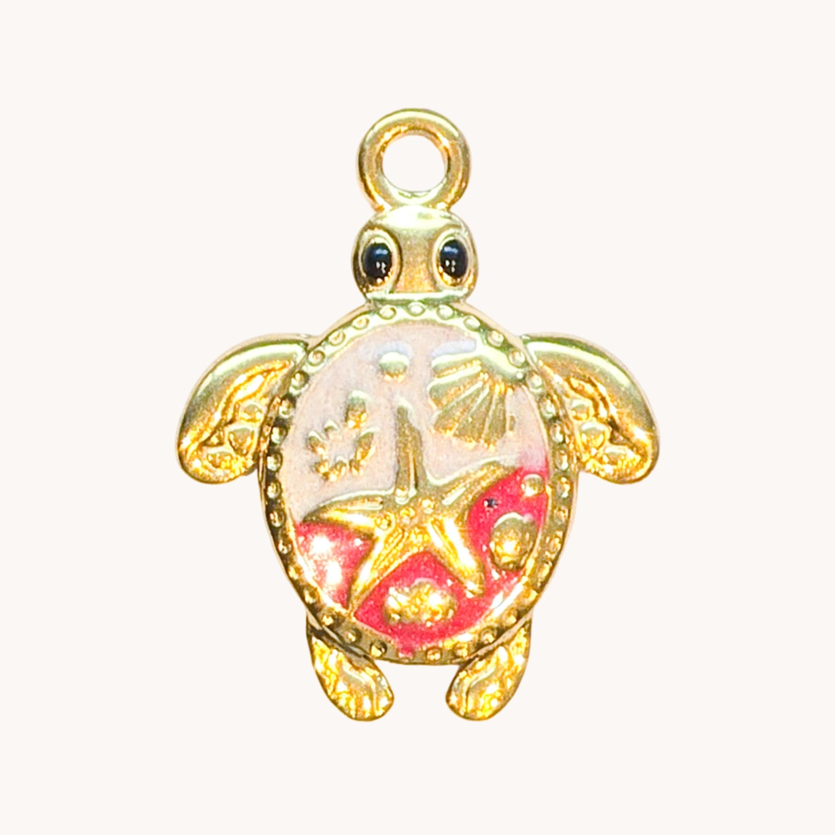 Gold Blush Turtle Charm