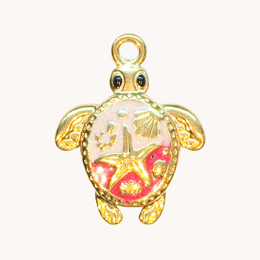 Gold Blush Turtle Charm