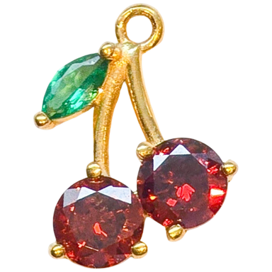 Gold Cherry Gem Charm