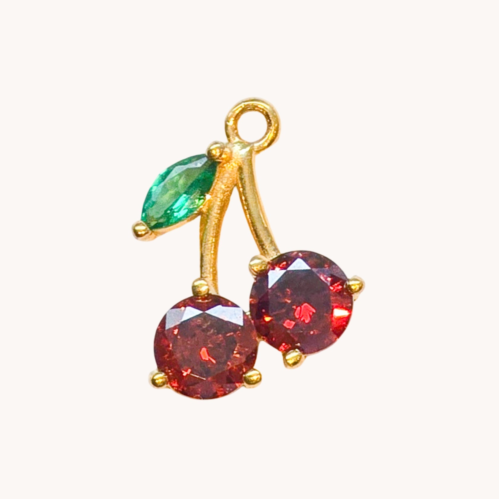 Gold Cherry Gem Charm