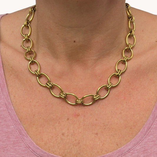 Gold Chunky Oval Link Chain Necklace