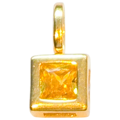 Gold Citrine Square Charm