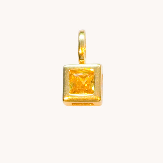 Gold Citrine Square Charm