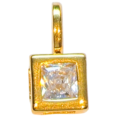 Gold Clear Gem Square Charm