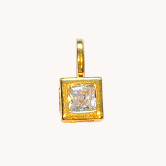 Gold Clear Gem Square Charm