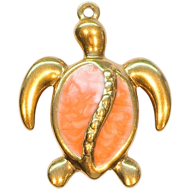Gold Coral Turtle Charm
