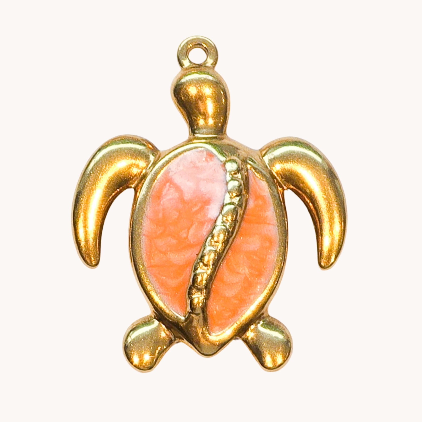 Gold Coral Turtle Charm