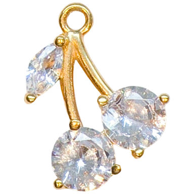 Gold Crystal Cherry Duo Charm