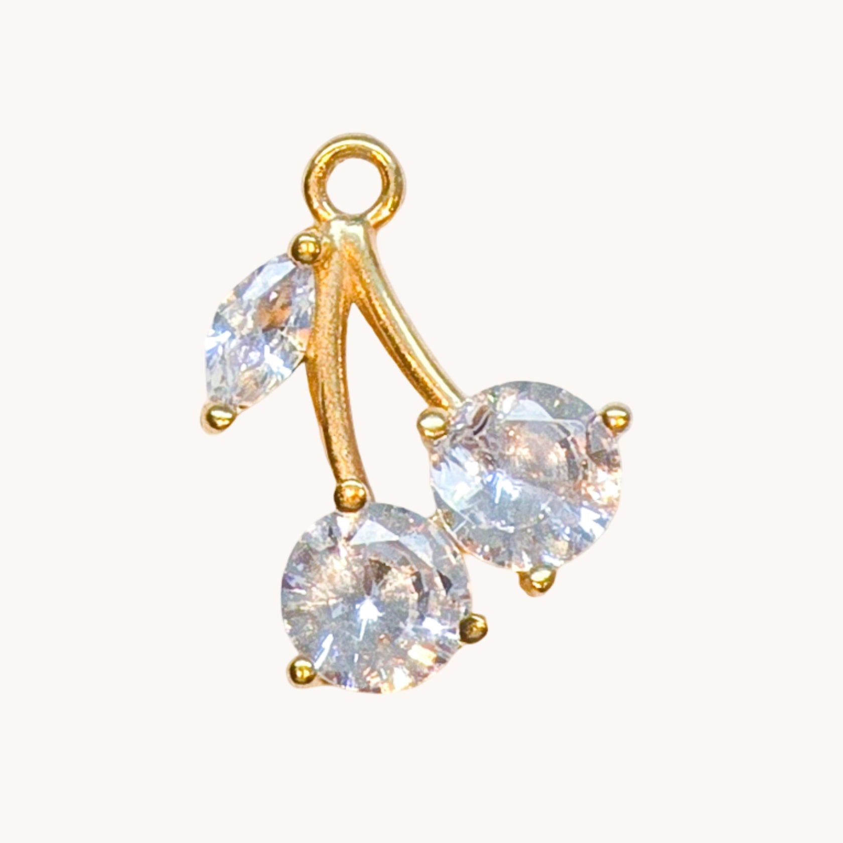Gold Crystal Cherry Duo Charm