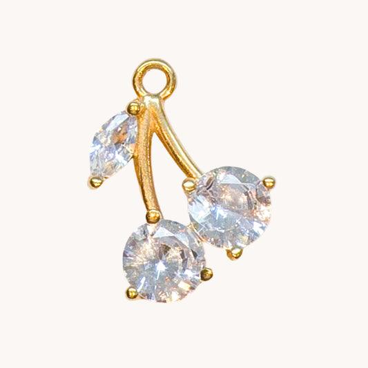 Gold Crystal Cherry Duo Charm