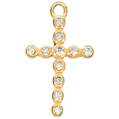 Gold Crystal Cross Charm