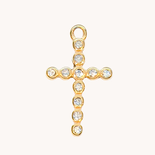 Gold Crystal Cross Charm