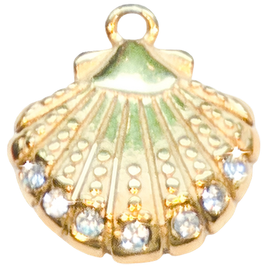 Gold Crystal Edge Shell Charm