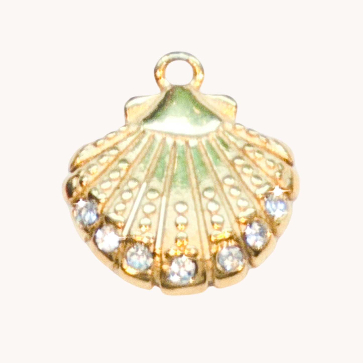 Gold Crystal Edge Shell Charm