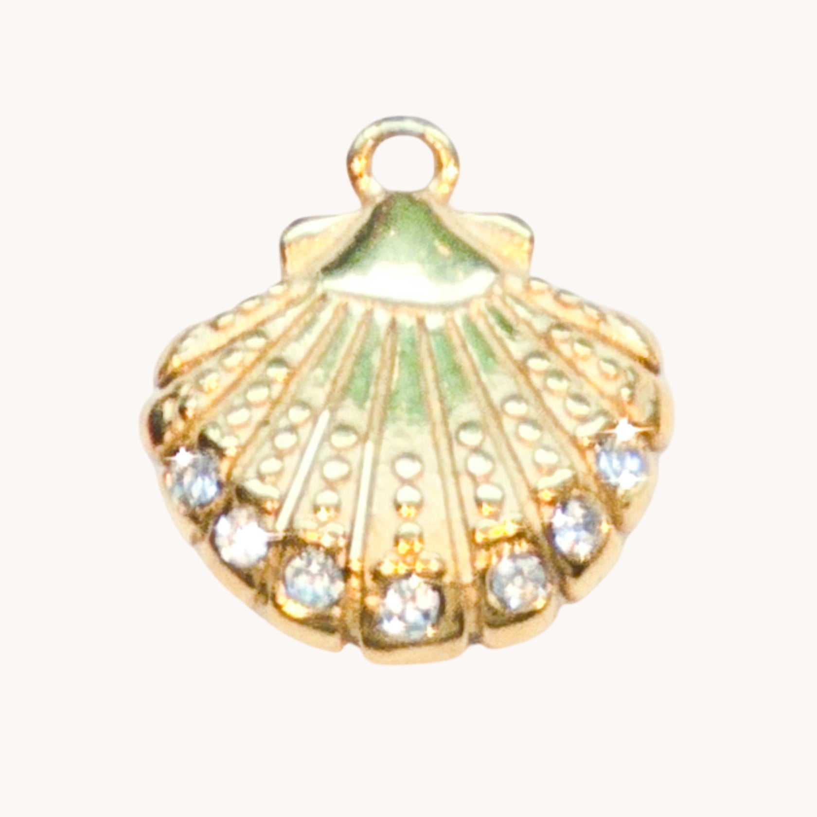 Gold Crystal Edge Shell Charm