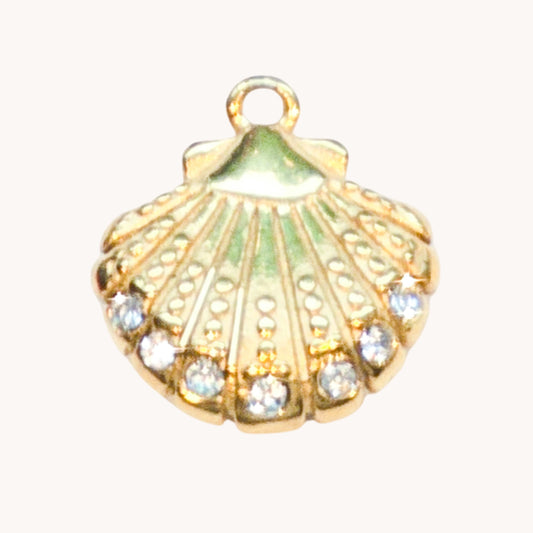 Gold Crystal Edge Shell Charm