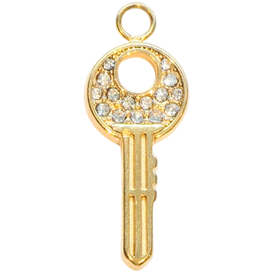 Gold Crystal Key Charm