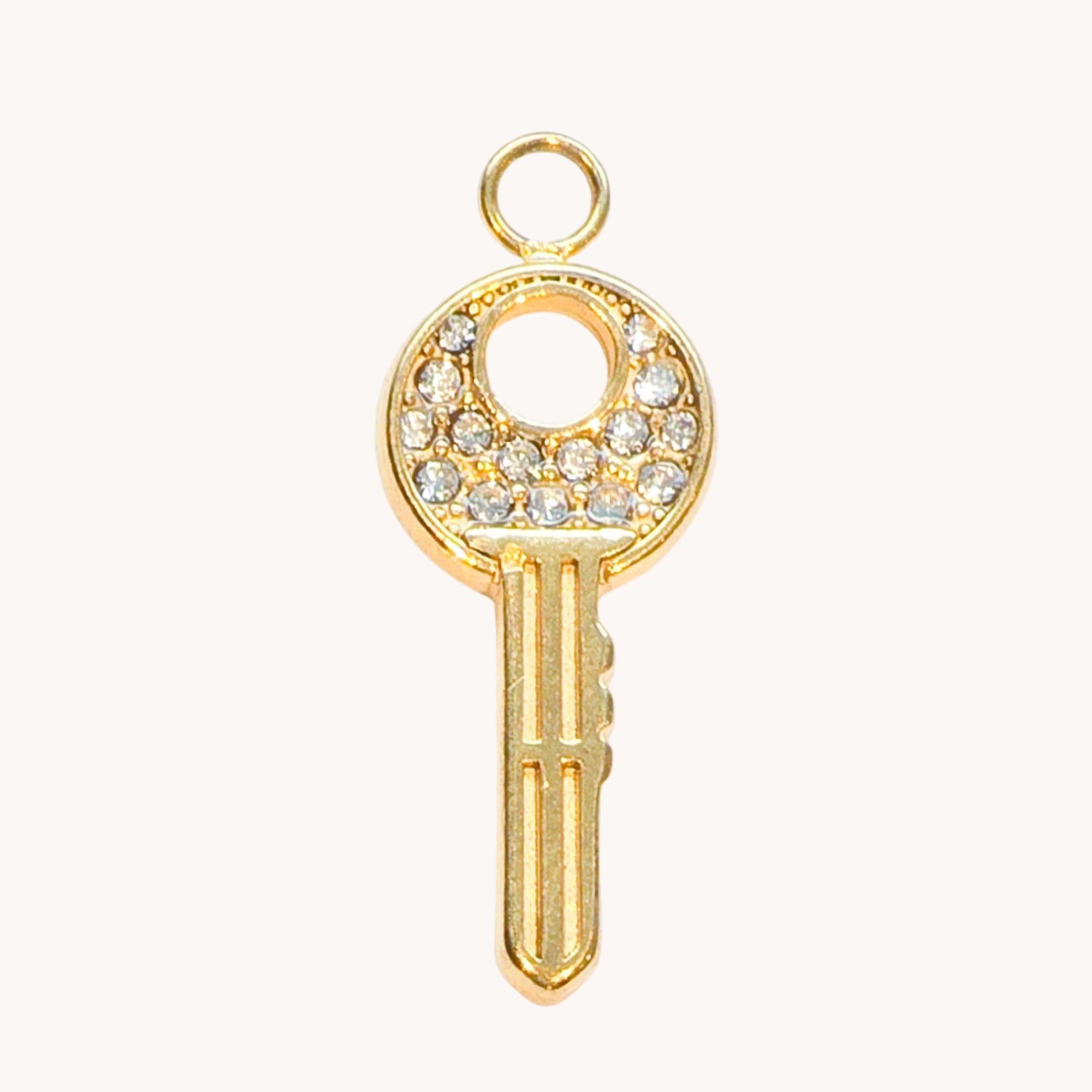 Gold Crystal Key Charm