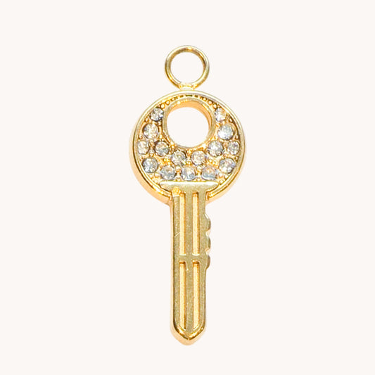 Gold Crystal Key Charm