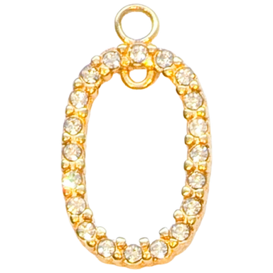 Gold Crystal Oval Charm