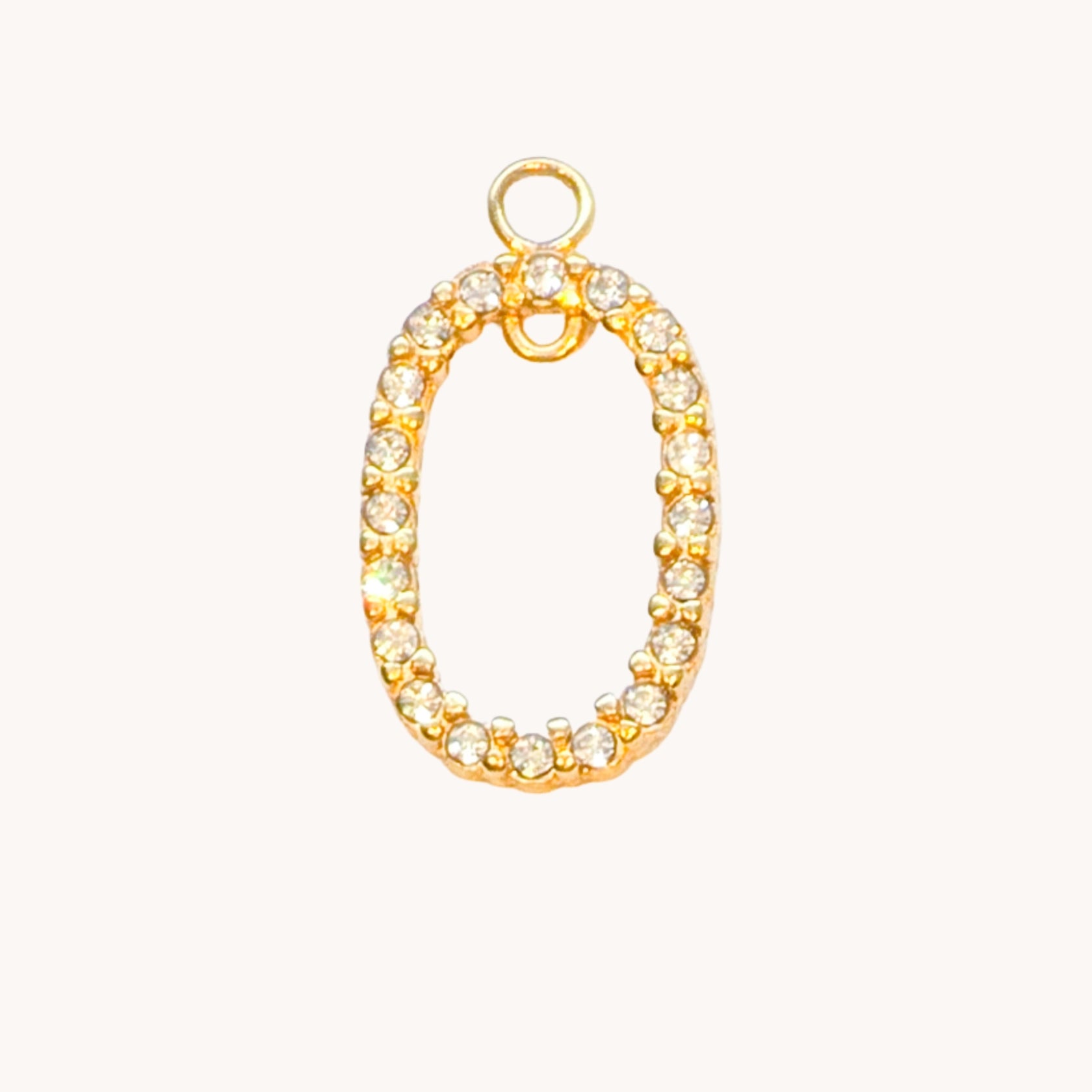 Gold Crystal Oval Charm