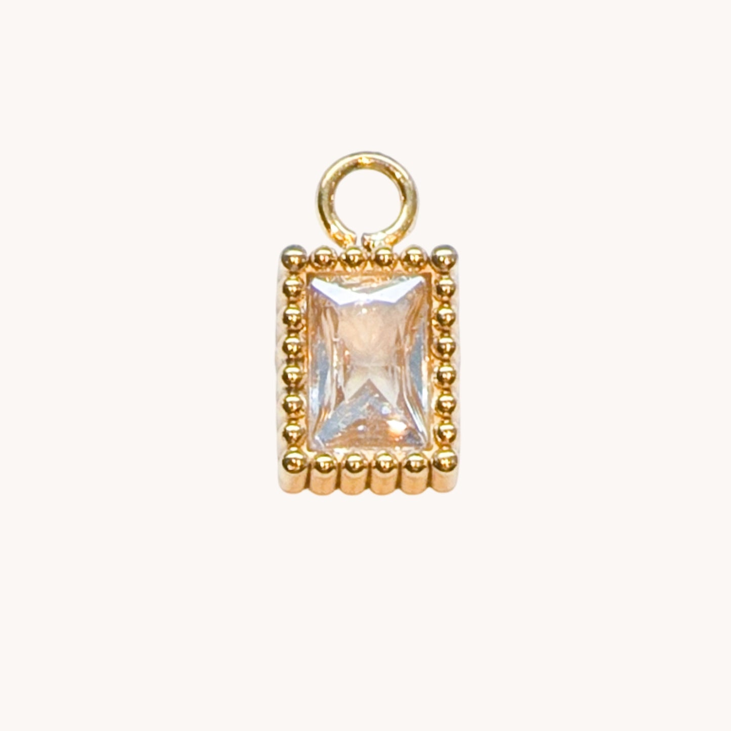 Gold Crystal Rectangle Charm