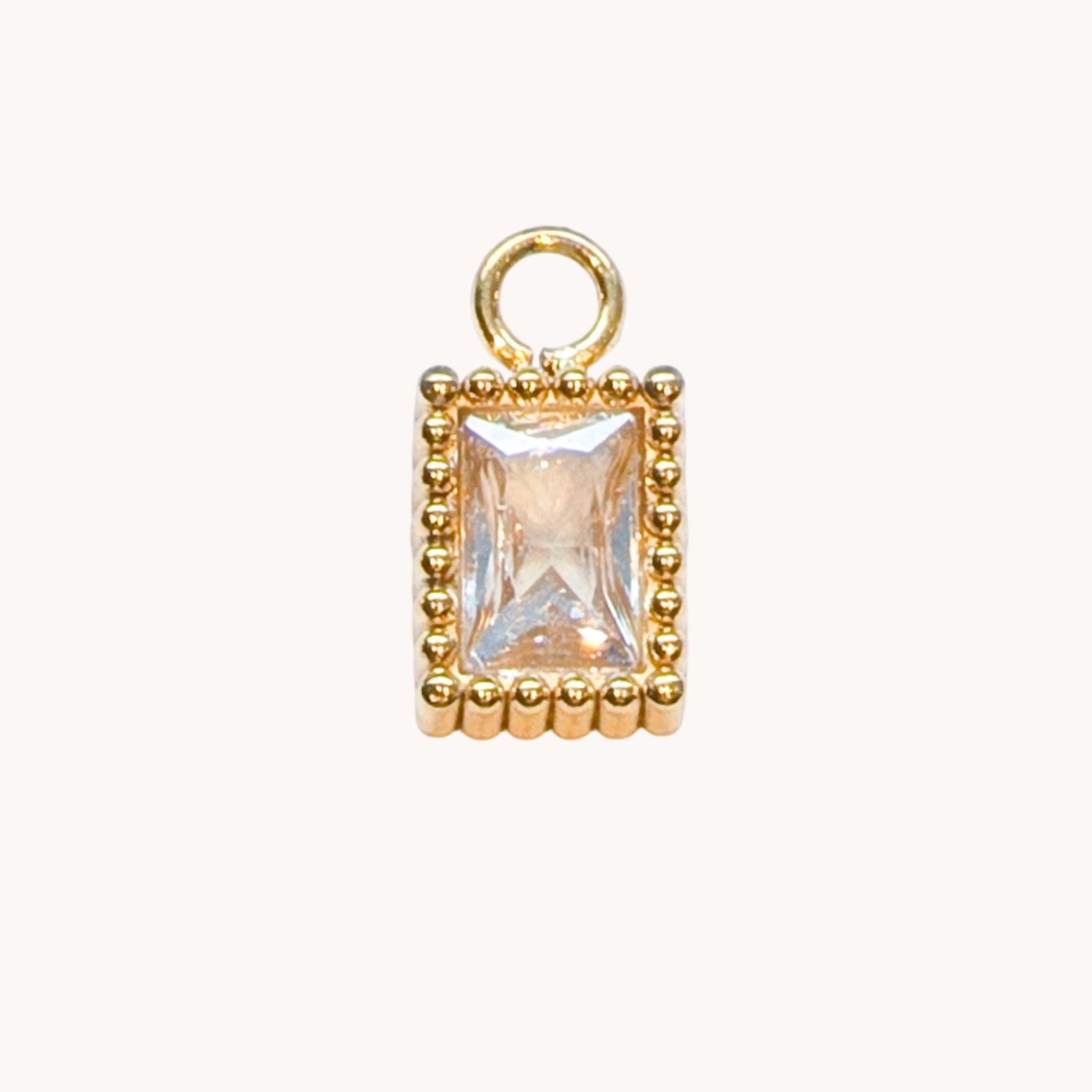 Gold Crystal Rectangle Charm