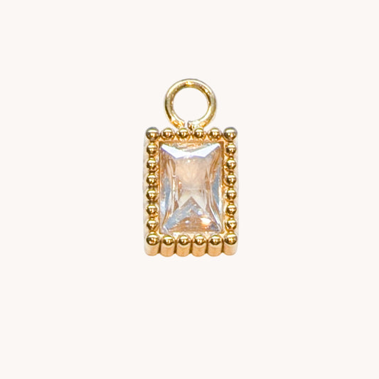 Gold Crystal Rectangle Charm