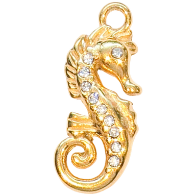Gold Crystal Seahorse Charm