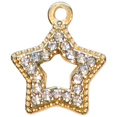 Gold Crystal Star Outline Charm