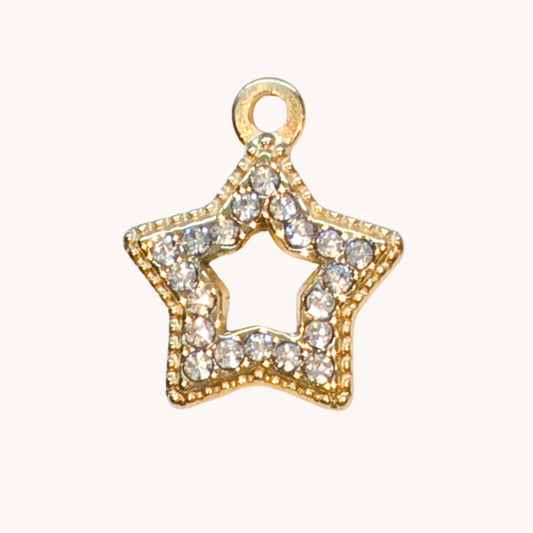 Gold Crystal Star Outline Charm