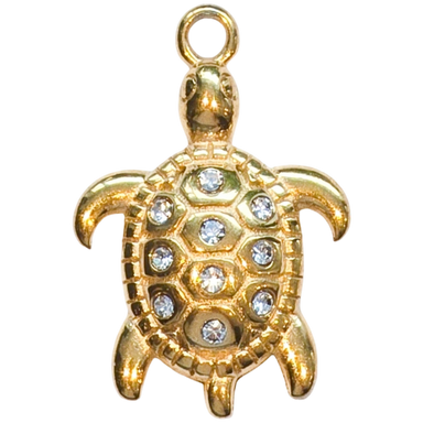 Gold Crystal Turtle Charm