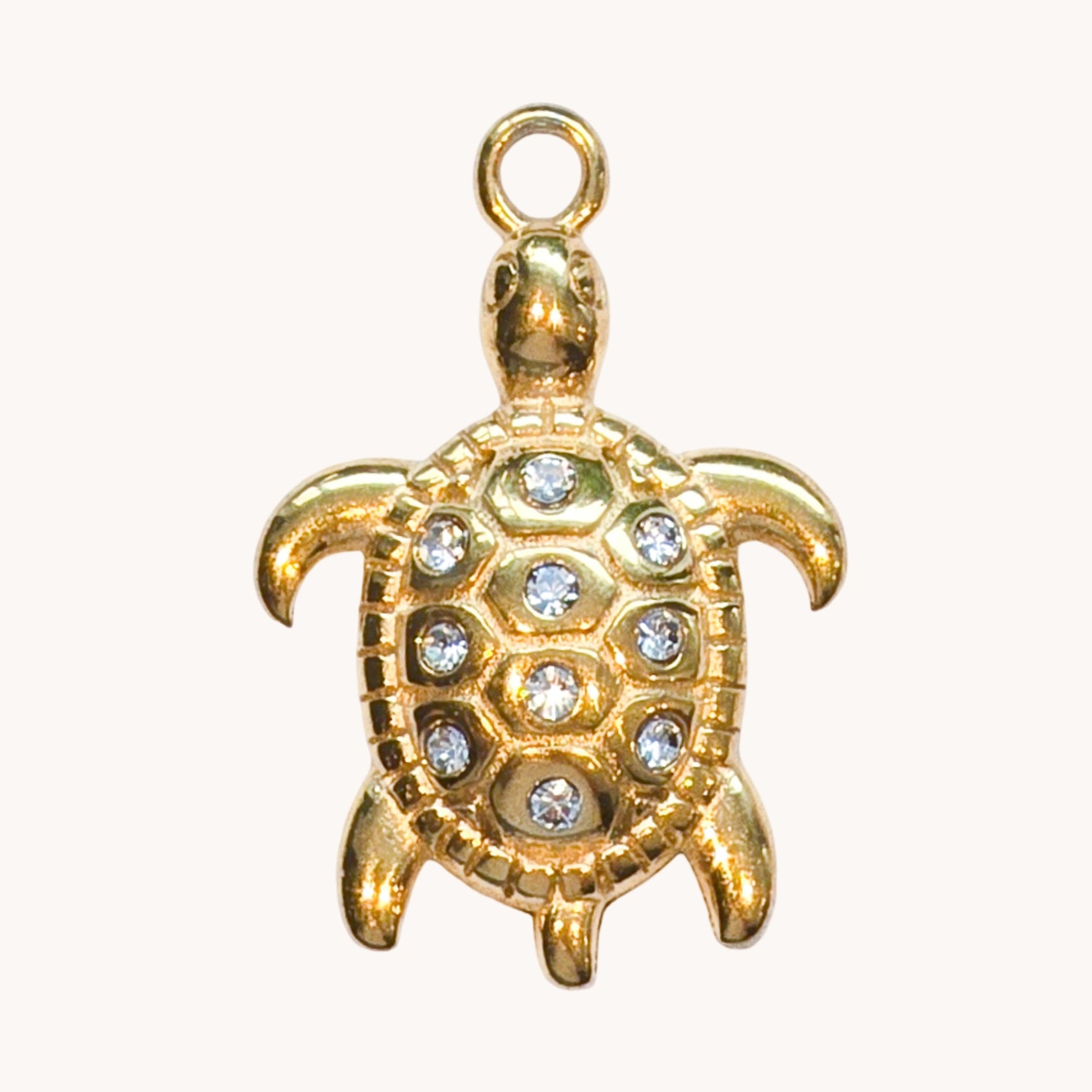 Gold Crystal Turtle Charm