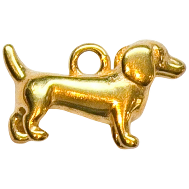 Gold Dachshund Dog Charm