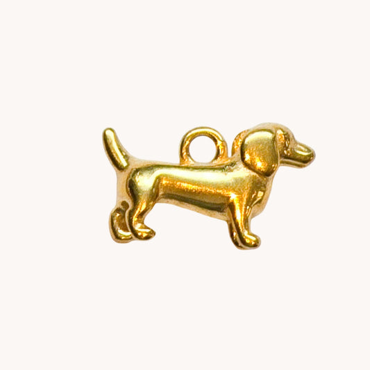 Gold Dachshund Dog Charm