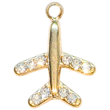 Gold Diamond Airplane Charm