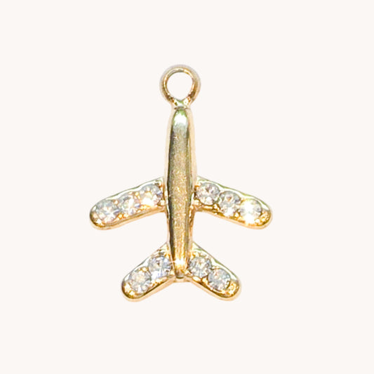 Gold Diamond Airplane Charm