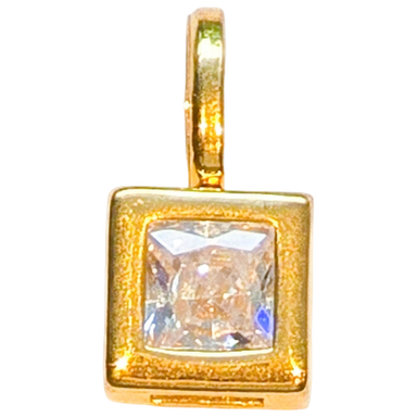 Gold Diamond Cut Square Charm