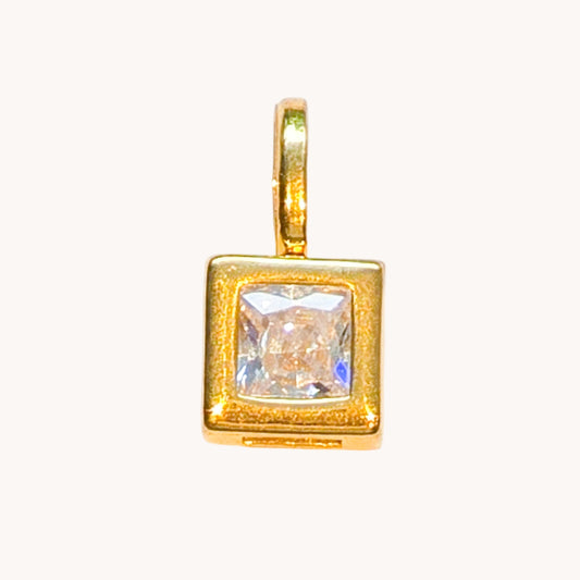 Gold Diamond Cut Square Charm