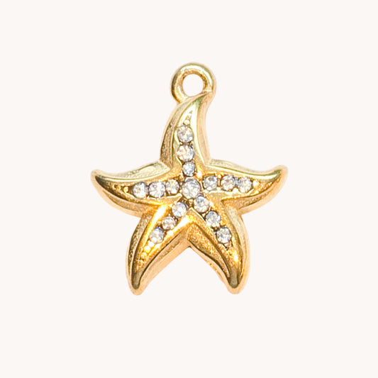 Gold Diamond Starfish Charm