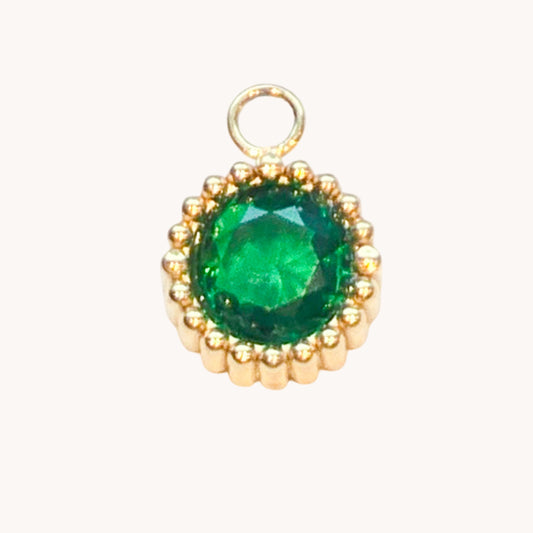 Gold Emerald Disc Charm