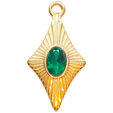 Gold Emerald Kite Charm